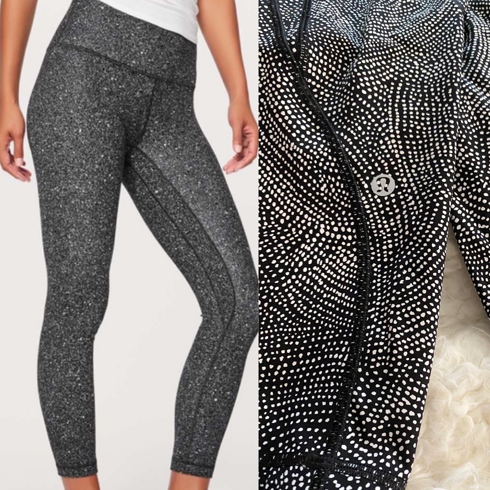 Lululemon Black mini dots Running Leggings 8